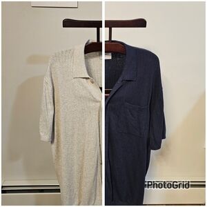 (2) Knit Button-Up Shirts (Grey & Navy)